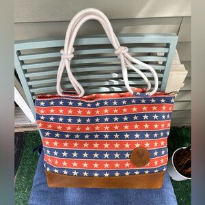 American Flag Farmhouse Tote Bag
